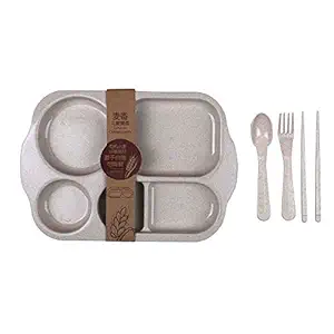 Two Goats Organic Wheat Fibre Cutlery, Baby Feeding Plate, Children Tableware Set of 4 Pieces
