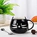 Koolkatkoo Cat Coffee Mug Ceramic Cup with Spoon Gifts for Women Girls Cat Lovers Cute Tea Mugs 12 oz Black
