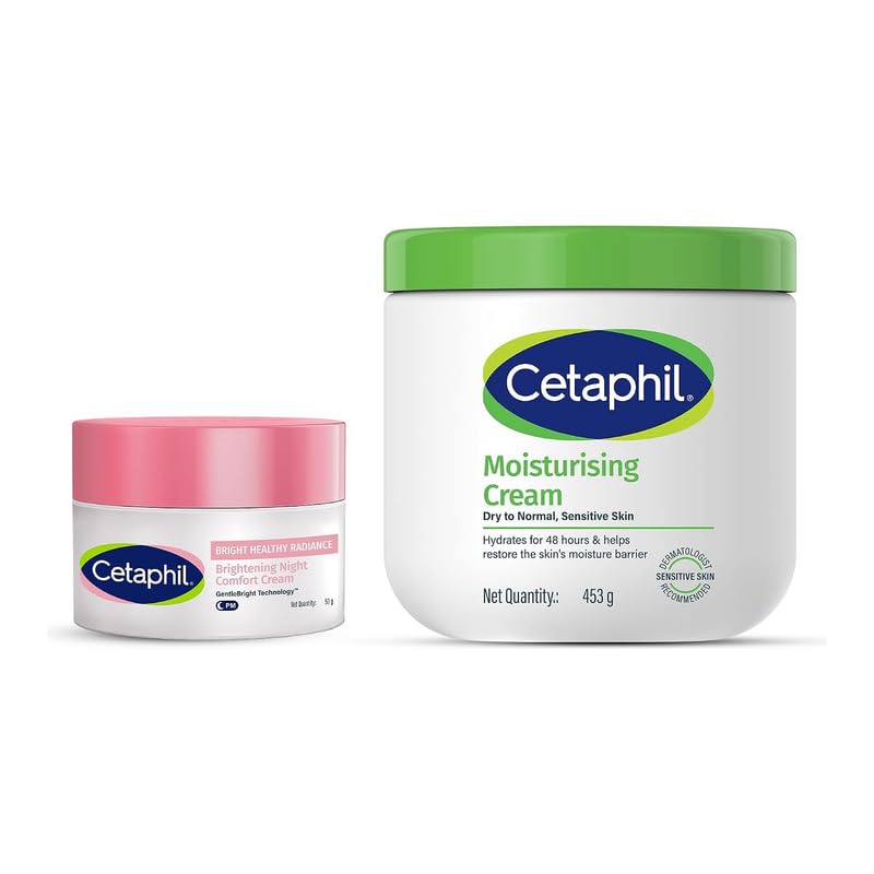 Image of Cetaphil Bright Healthy Radiance Night Comfort Cream 50g & Cetaphil Moisturising Cream 453g Combo