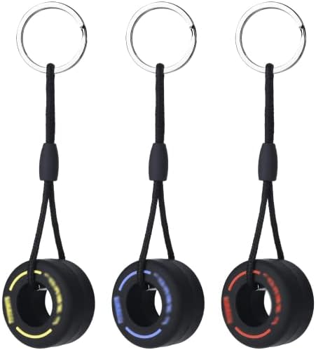 IRYNA 3 Pack Mini Cute Tire Keyring F1 Racing Key Chain Pendants, Fashion Ultra Soft Rubber Tire Key Ring, Simulation Cartoon Small Tire Keychain for Car Decoration Accessoriesfor Men Women