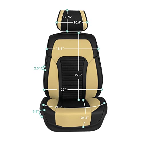 FH Group Front Set Faux Leather Car Seat Covers for Low Back Seat, Universal Fit, Airbag Compatible Car Seat Cushions for SUV, Sedan, Beige by FH GROUP - Used condition - Image 3