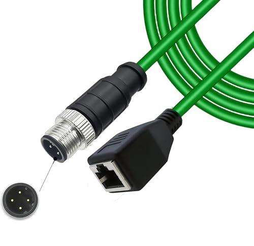 M12 to RJ45 Industrial Ethernet Cable – M12 4-Pin D-Code Male to RJ45 Female Shielded Cable Assembly for Automation Systems &amp; Industrial Networking
