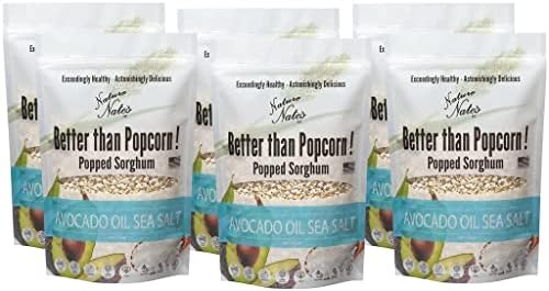 Nature Nate’s Popped Sorghum, Avocado Oil Sea Salt - Organic, Keto & Gluten Free, Healthy Snacks, Better Than Popcorn, Made in USA - 5 Ounce (Pack of 6)