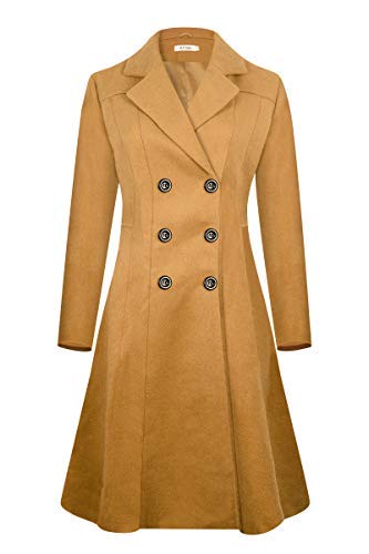 APTRO(アプトロ)コート レディース 冬 チェスターコート ウール ロング テーラードコート 通勤 トレンチ 無地 アウター (M, キャメル(膝下9CM前後))