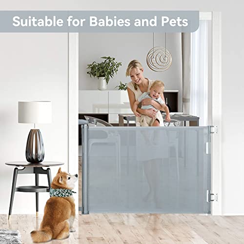 Hawthyhome Treppenschutzgitter Türschutzgitter Ausziehbar 0-140CM, Kinderschutzgitter,Schutzgitter Treppe für Babys und Haustiere Geeignet für Treppen, Türen, Terrasse (Grau-140CM