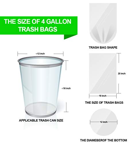 Forid Clear Small Trash Bags - 4 Gallon Garbage Bags Wastebasket Bin Liners 220 Count Plastic Trash Bags For Bathroom Bedroom Office Trash Can #TOP5