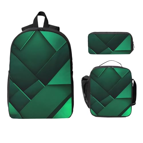 Mochila escolar EdWal de 3 piezas con estampado geométrico negro y dorado bolsa ligera para libros 2
