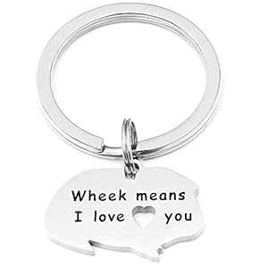 HUTIMY Guinea Pig Lover Gift Wheek Means I Love You Keychain Guinea Pig Jewelry Guinea Keychain