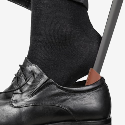 Calzador de zapatos largo de acero y cuero, pack de 2 piezas para el hogar 6