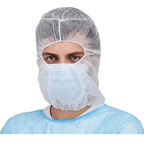 Disposable Hood Cap Head Covers Hairnet Beard Cover Hooded Caps Polypropylene White 900 Pack
