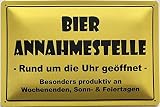 Deko7 Plaque en tôle 30 x 20 cm Info avec Inscription en Allemand Bier Annahmestelle – Ouverte 24 h
