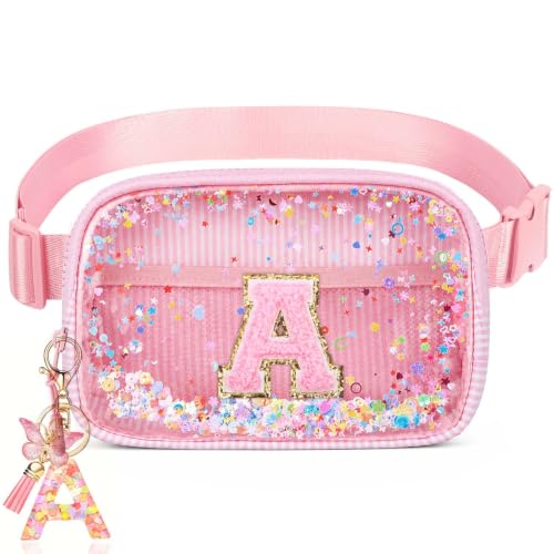Image of Initial Fanny Pack for Girls - Belt Bag for Teens Kid Teen Girl Kid Birthday Gift Pink A