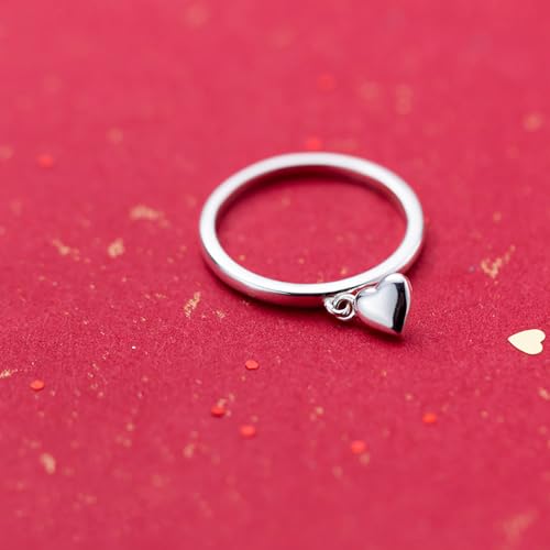 Izpack Dangling Love Heart Stacking Thin Ring For Women 925 Sterling Silver Hearted Charm Statement Knuckle Finger Bands Rings Cute Jewelry Gifts For Valentine'S Day thumb #4
