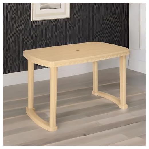 Nilkamal Plastic Dinning Table (4 Seater Shanshah, Beige)