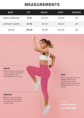 Fuchsia Pink Premium Buttery Soft High Waisted Capri Leggings For Women - 5" Wide Band - Workout Leggings For Women Tummy Control - Large - X-Large - Sl5-Capri-Fuchsia-Lx #TOP2