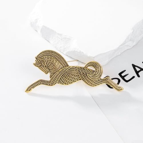 Allthingstore Grande broche vintage en forme de cheval en ton or antique pour femmes et hommes, accessoire de bijoux pour tous les jours et événements spéciaux, Zinc – vue 8