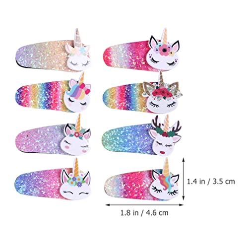 Adorainbow Presilhas de cabelo de unicórnio, 8 peças, presilhas de unicórnio, presilhas de cabelo fo