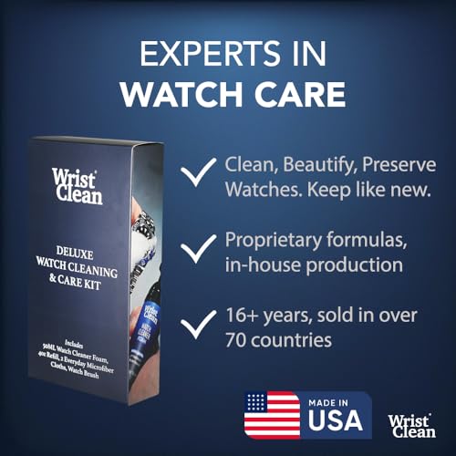 Deluxe Watch Cleaning Kit with Microsuds Tech | Watch Cleaner 50ML Foam, 4oz Refill, Large Watch & Jewelry Cleaner Cloth, Jewelry Cleaning Brush | USA Made (5 piece set)2