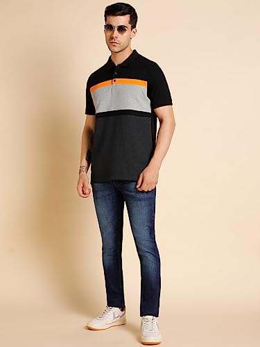 Image of Dennis Lingo Men's Slim fit Colorblocked Cotton Polo T-Shirt