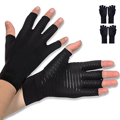 Donfri 2 pares de guantes artritis sin dedos para artritis artrosis y alivio del dolor de artritis reumatoide, tendinitis del túnel carpiano, para juegos de tecnológicos y mujeres (S)