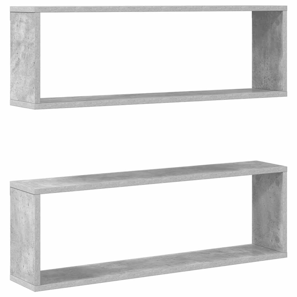 Générique Wandwürfel, 2 Stück, grau, Beton, Holz, Würfel-Design für Bücher, CDs, Blumen, separate oder gemeinsame Montage, einfache und elegante Wanddekoration