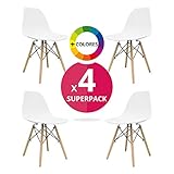  MASTERITEM Silla Nórdica Tower Scandi. Pack 4 Sillas Nordic Nera Blancas