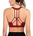 Yaavii Sport BH Starker Halt Gepolstert Push Up Frauen Bustier Atmungsaktiv Bra Top ohne Bügel für Yoga Fitness-Training Wein Rot M