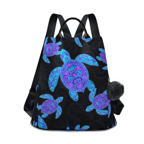 Sac à dos noir tortues de mer fluo avec fermeture éclair dans le dos antivol et étanche