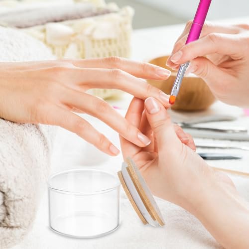 2 vasos de lavado para manicura con tapa de vidrio miniatura 4