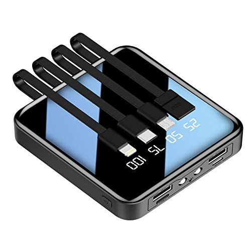 LISRUILY - Batería externa, potencia móvil, cargador, banco de alimentación de cuatro líneas, mini ultrafina, batería portátil 8000 mA