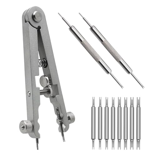 PjuQow Federstegwerkzeug Set 11-teiliges Uhrenarmband Werkzeug Kit mit Federstegzange 8 Federstegen und 2 Uhrenband Werkzeugen für präzise Reparaturen