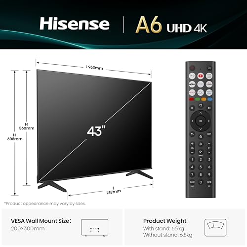 Hisense 43" 43A6QTUK 4K Ultra HD Smart TV AI TV - 4K UHD, Hi-View AI Engine, Precision Colour, AI Smooth Motion, Sports Mode with Freely, Disney +, YouTube, Netflix - Image 5