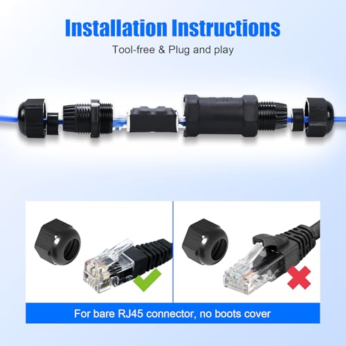 Acoplador RJ45 Impermeable 3 Unidades para Cable de Red miniatura 6