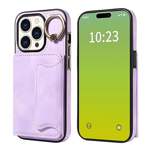 Étui portefeuille iPhone 16 Pro de style cuir violet premium antichoc