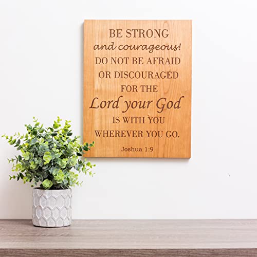 Be Strong And Courageous Wall Art | Farmhouse Christian Decor Sign Engraved With Joshua 1:9 Bible Verse | Rustic Wooden Plaque For Entryway Table Decor | Made In Usa #TOP1