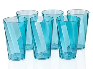 Finner 6 Pcs Twister Unbreakable Transparent BPA Free Food Grade Plastic Fiber Drinking Water Glass Set, Juice Glass, Cocktail, Lassi, Soda, Milkshake, Beer Glass, Wine Glass Set