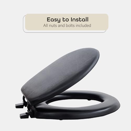 image for Achim Home Furnishings Soft Standard Vinyl Toilet Seat, Black - 17 Inc