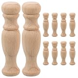 ORFOFE Set da 10 Fusi in Legno Massello Non Verniciato 7x1,8 Cm Capitello Romano, Pilastri...