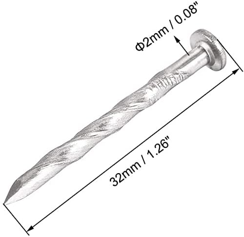 XYWHPGV Spiral Deck Nails Stainless Steel Nail Spiral Shank 32mmx2mm(LxD), 100 Pcs(ba7c8 f368f f1459 c9025 4bb64 2f2f9
