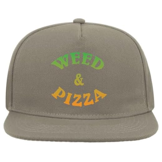 W and Pizza Munchie Slogan Snapback Flat Visor Cotton Blend Cap Gray, grau, Einheitsgröße