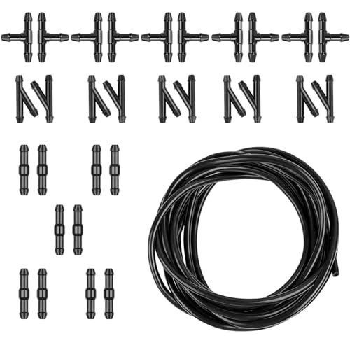 Vexaflow 5m Durite Lave Glace, Tuyau Universel avec 30 Pièces Raccords (Y, I, T Type), Kit de Réparation Essuie-Glace pour Connecter Pompe à Eau et Buses, Accessoire pour Voiture