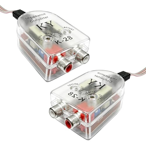 TTLCFP 2 PCS Car Audio High to Low Converter, Speaker Output to RCA Line Control Adapter for Amplifier Subwoofer, Audio Signal Adapter Speaker Impedance Converter for Most Vehicles