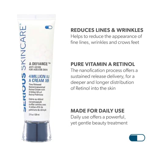 Serious Skincare Age Defy Retinol Face Duo - 4 Million Iu Vitamin A Cream Xr Moisture Cream 2 Oz & Retinol A Force Serum Xr 1 Oz. - Refine Pores, Fine Lines & Wrinkles (2Pack) #TOP1