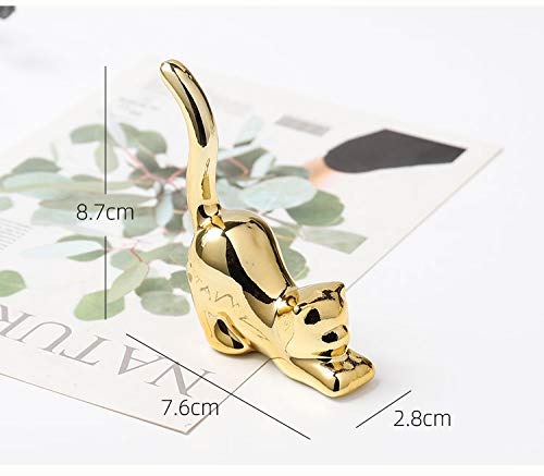 Ardax Ceramic Animal Figurines Ornaments, Gold Home Decor Sculptures And Statues Handmade Artware Gifts (Cat) #TOP1