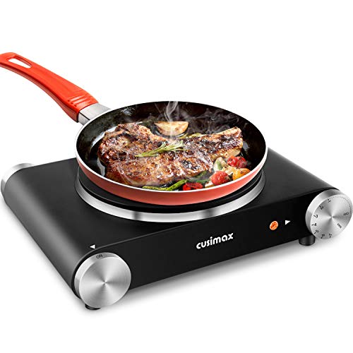 Comparison: Best Single Burner Hot Plate 7 CUSIMAX Electric Burner Hot Plate for Cooking Cast Iron hot plates, Adjustable Temperature Control, Non-Slip Rubber Feet Stainless Steel Easy to Clean, Your Kitchen Assistant