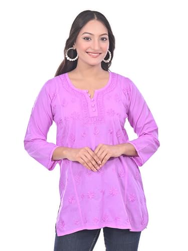 Image of Sanvi Colections Hand Embroidered (Lucknowi Chikankari) YOG luppi Short top Kali Pattern for Women A095