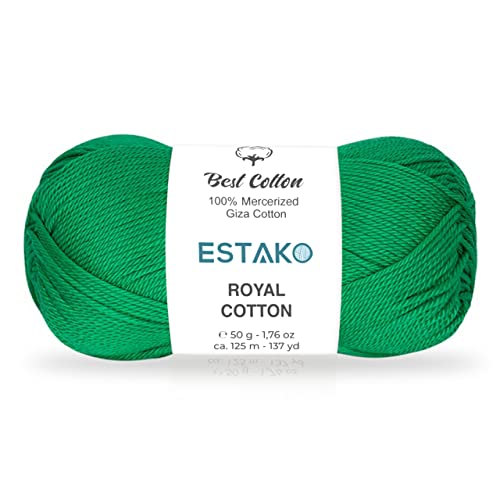 Image of Estako Royal Cotton, 100% Mercerized Giza Cotton Yarn, Soft, Super Fino 1 for Crochet and Knitting 1.76 Oz (50g) / 137 Yrds (125m) (5060)