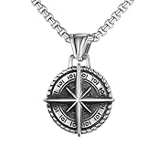 Sumpgle Collier pendentif boussole vintage unique en acier inoxydable pour hommes Present parfait pour les amateurs de style punk euro-méricain