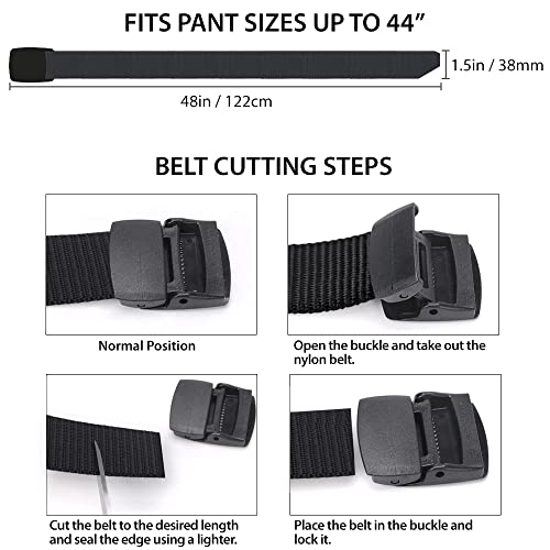 EcoGear FX Nylon Belts for Men - Adjustable Canvas Tactical Men Belt With Plastic Buckle 1.5 inch Width (Black) — view 4