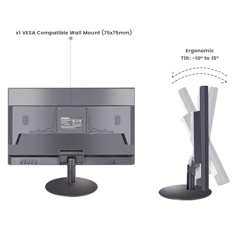 Image of SKitphrati 18.5 Inch Touchscreen Monitor HD 1366x768, VESA Wall Mountable, 10-Points Computer Touch Screen PC Display with Type-B HDMI VGA Port, 75Hz Desktop Touch Display, Black